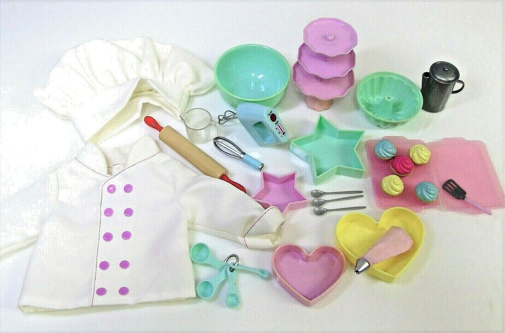 18" Doll Baking Set 27 Pc For American Girl OG My Life Chef Coat Hat Cook Outfit